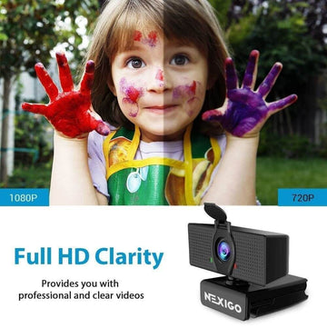 NexiGo N60 1080P Web Camera, HD Webcam with Microphone & Privacy Cover, 110° Wide Angle for Zoom Skype Teams OBS, Conferencing & Video Calling - Imported from UK